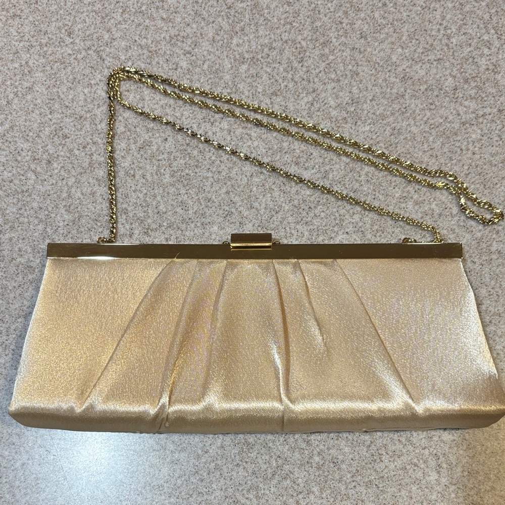 Gunne Sax Metallic Gold Vintage Glam Evening Clutch Formal One Size
